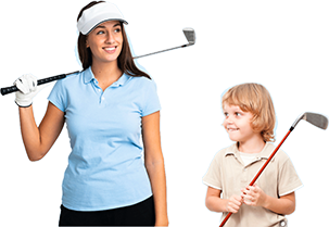 femme et enfant golf